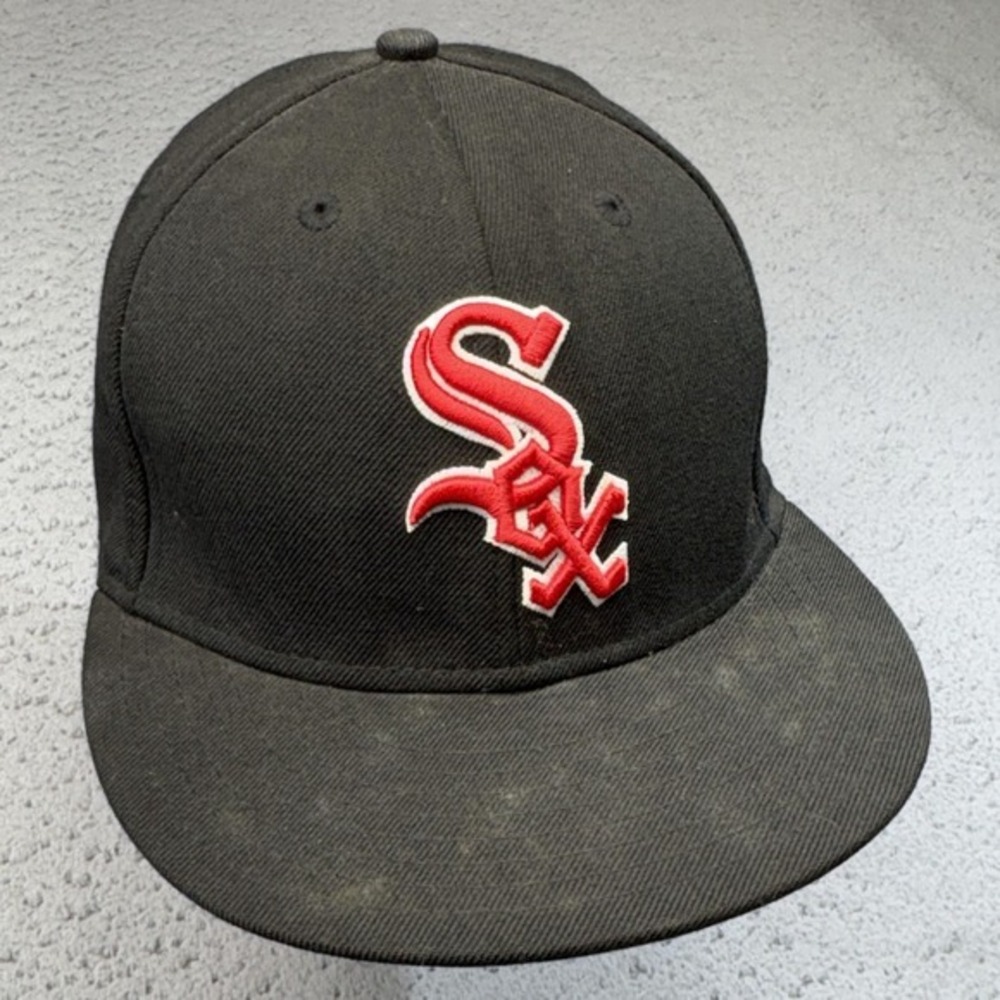Chicago White Sox Hat Cap Fitted Mens 7 Black‎ MLB Baseball New Era 59FIFTY